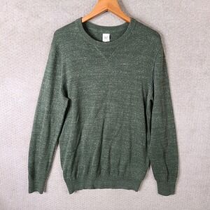Gap Sweater Mens Large Tall Green Heathered Pullover V Neck Golf Cotton Blend‎